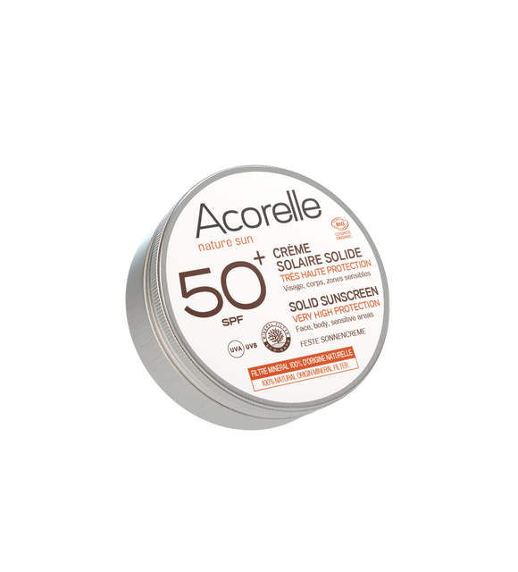 Protetor Solar Sólido para Rosto/Corpo SPF50+ Bio 20g - ACORELLE - Crisdietética
