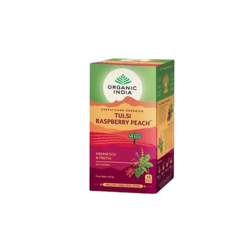 Infusão Bio Raspberry Peach 25 Saquetas - Organic India - Crisdietética