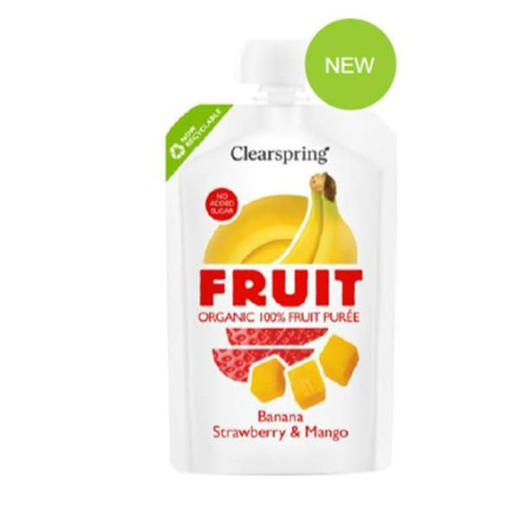 Puré Banana + Morango + Manga Bio 100g - Clearspring - Crisdietética