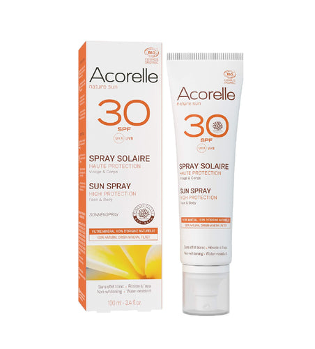 Protetor Solar em Spray Rosto/Corpo SPF30 Bio 100ml - ACORELLE - Crisdietética