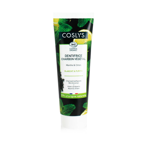 Dentífrico Carvão com Menta e Limão Bio 75ml - COSLYS - Crisdietética