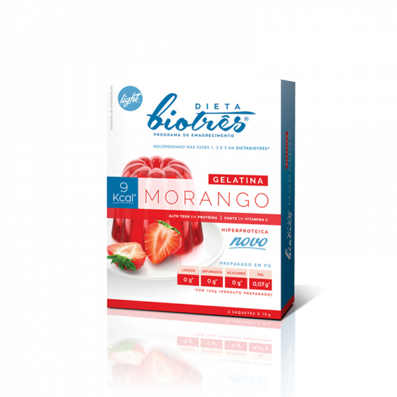 Gelatina Light Morango 2*15 gr - Biotrês - Crisdietética