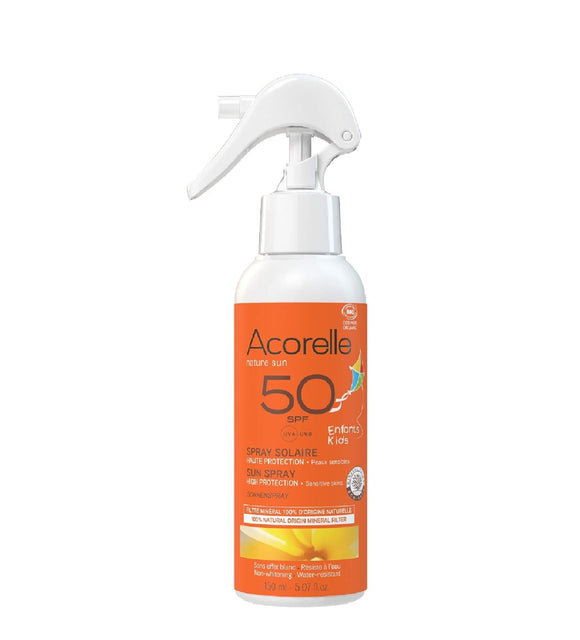 Protetor Solar em Spray para Crianças SPF50 Bio 150ml -  ACORELLE - Crisdietética