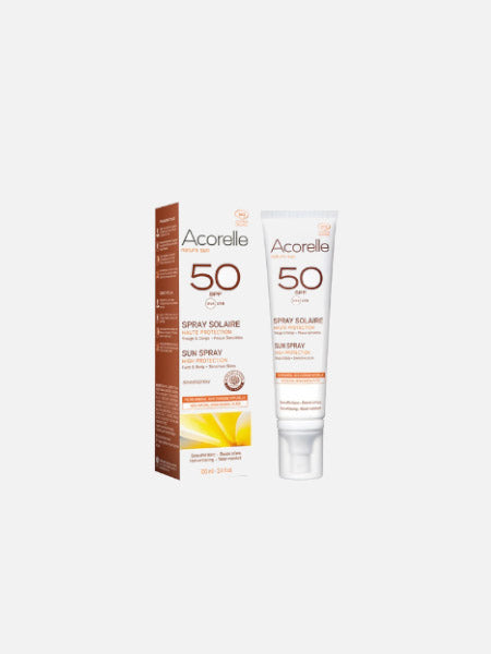 Protetor Solar em Spray Rosto/Corpo SPF50 Bio 100ml - ACORELLE - Crisdietética