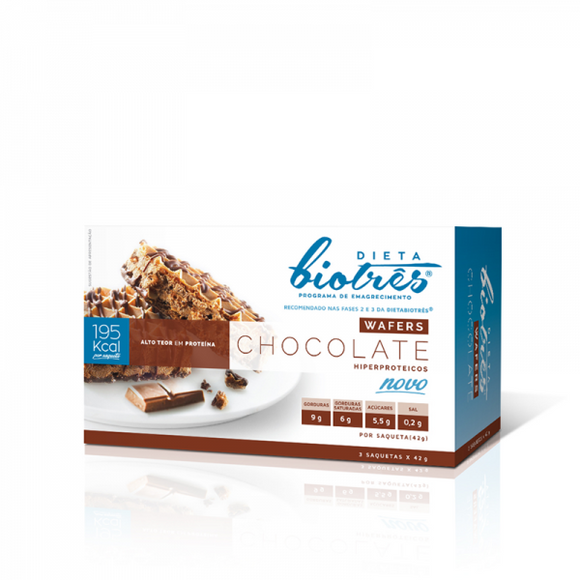 Wafers Chocolate 3*42g - Biotrês - Crisdietética
