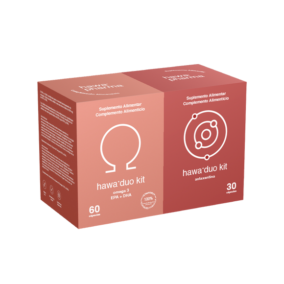 Duo Kit Ómega 3 (EPA e DHA) 60 cáps + Astaxantina 30 cáps - Hawa - Crisdietética