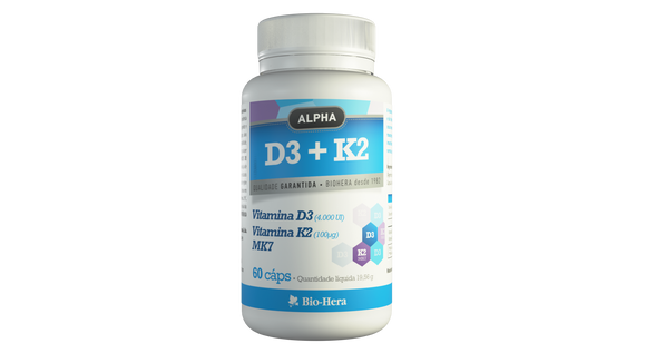 Alpha Vitamina D3 e K2 (MK7) 60 cápsulas - Bio-Hera - Crisdietética