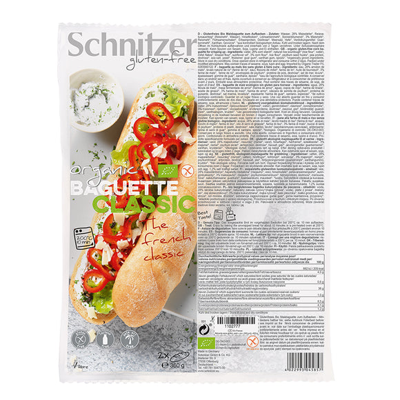 Baguette Clássica Sem Glúten Bio 2x180g - Schnitzer - Crisdietética