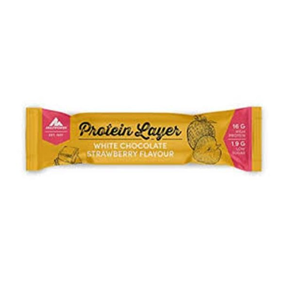 Barra Protein Layer Chocolate Branco Morango 50g - MultiPower - Crisdietética